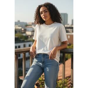 Ragabond Chele Distressed White Cotton Crewneck T-Shirt Size 1 / Small